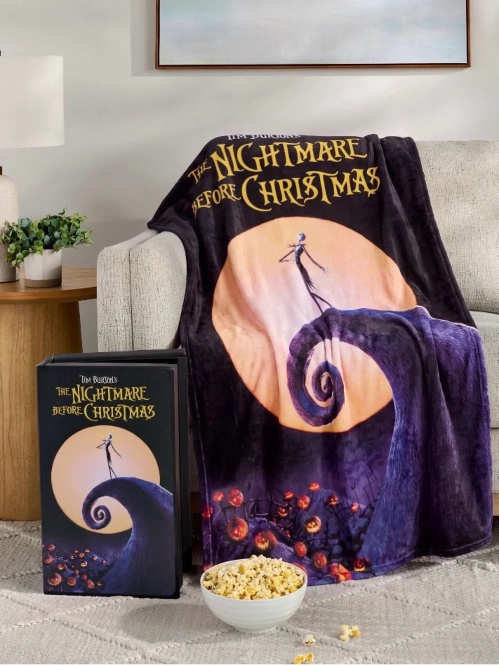 Disney The Nightmare Before Christmas Classic VHS Boxed Silk Touch Throw 50”x70”